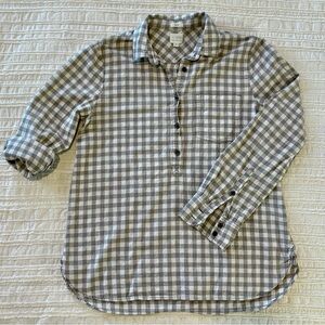 J. Crew Gray Plaid "Boy Fit" Button-Down Shirt 100% Cotton Medium